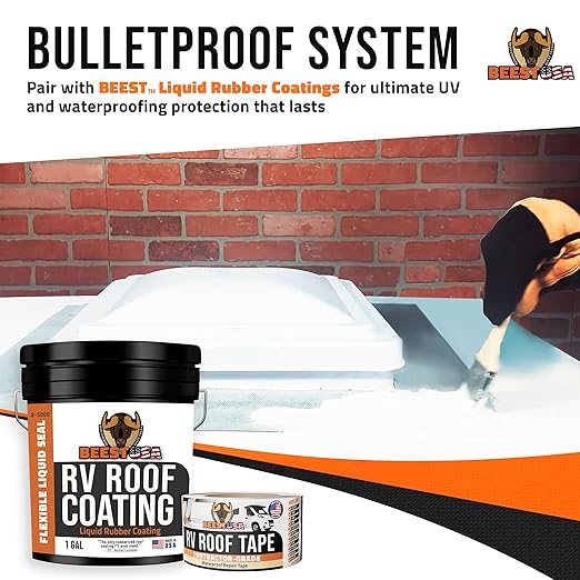 BEEST RV Roof Tape 4"x25", Waterproof Tape, RV Roof Sealant - Patch, Repair, Seal Leaks & Seams Permanently - Roofing Patch for EPDM, TPO, Metal - Contractor Grade Roofing Sealant for Leak Protection