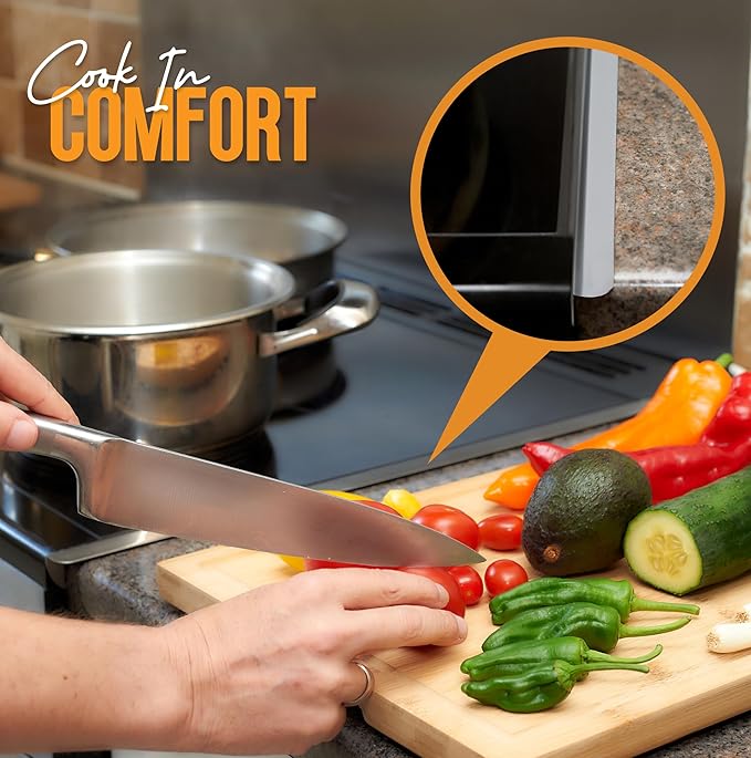 Linda’s Essentials Stove Gap Covers Stainless Steel (2 Pack), 316 Stainless Steel Stove Gap Covers Heat Resistant Oven Gap Filler Seals Spaces Between Stovetop and Counter (23.4 Inches, Silver(Steel))