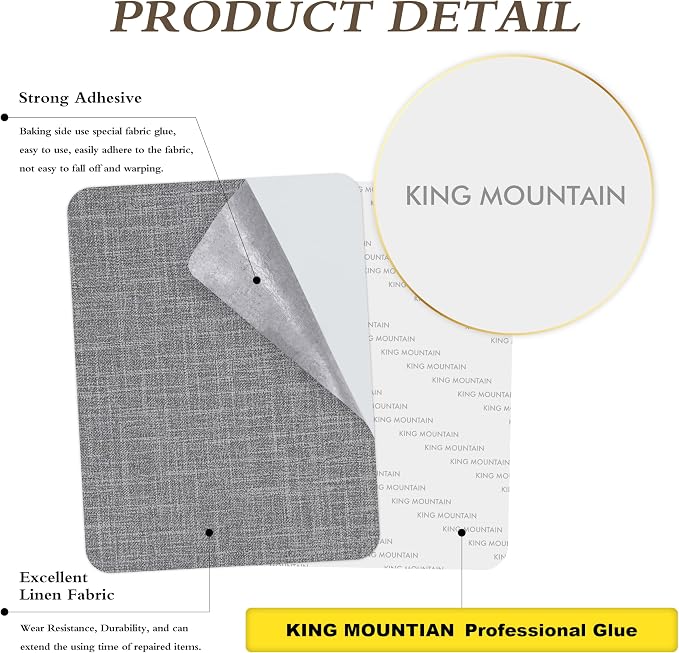 Fine Linen Repair Patches, Self-Adhesive Linen Fabric Patches, 8X11 inch 2 PCS, Multi Color, Can be Used for Linen Sofa Repair(8" x 11"-2PCS,Medium Grey 2.0)