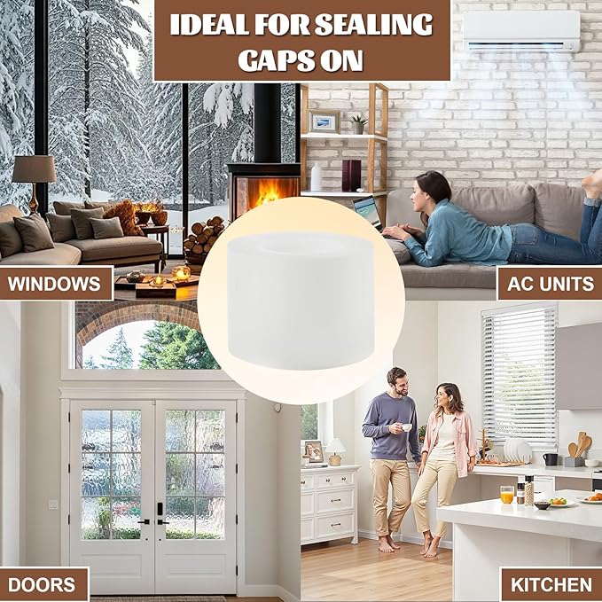 Window Sealing Tape 2 Inch x 33 Ft Transparent Window Insulation Waterproof Nano Draft Isolation Tape Clear Weather Stripping Caulk Tape for Window and Bathroom Shower Glass Side Gaps