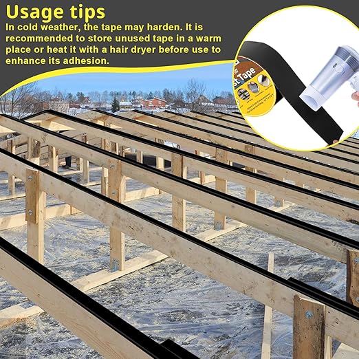 Joist Tape for Decking 2'' X 50', 6 Rolls Weather Resistance Butyl Tape, Waterproof and Anti-Corrosion, Self-Adhesive for Wood Joists Decks Beams Roof Extend Deck Life