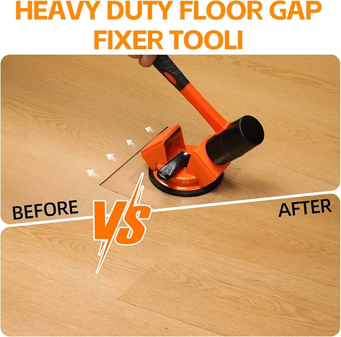 Floor Gap Fixer Tool - 45° Dual-Sided Strike, Floor Suction Cup Tool for Gaps with Crack Cleaner, Mallet & 5 Sticky Pads - Laminate Floor Gap Repair Tool, Flooring Tools Kit