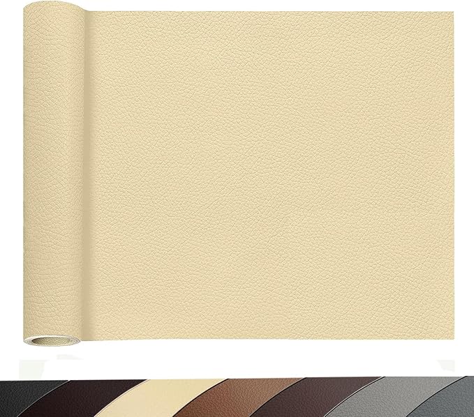 Leather Repair Patch,19.7 × 54 inch Self Adhesive Leather Repair Tape,DIY Large Vinyl PU Patches for Furniture,Couch,Sofa,Car Seats,Office(Beige)
