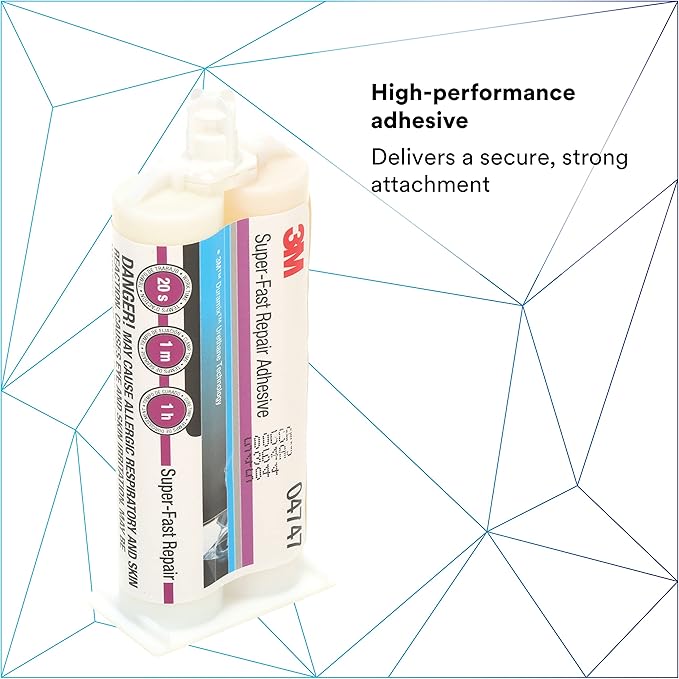 3M Super-Fast Repair Adhesive, 04747, Tranlucent Color,Two-Component, Semi-Rigid, Urethane Adhesive, 47.3 mL/1.6 fl oz Cartridge