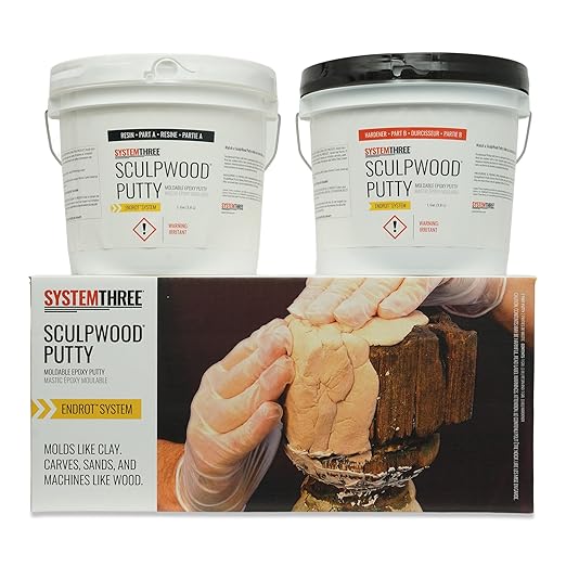 System Three SculpWood Putty Epoxy Filler Putty, 2 Gal, Brown