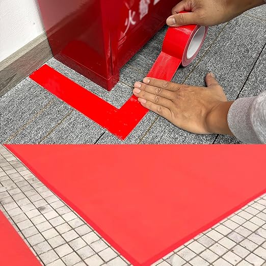 Duct Tape Red, 2 Inches x 32 Yards, Heavy Duty Waterproof, Strong, Durable, Easy-Tear by Hand, Residue-Free for Home Repairs, Industrial, Fixed Carpet Edge, DIY Projects