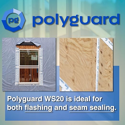 POLYGUARD WindowSeal Window and Door Flashing Tape, 4 in x 100 ft Roll, 20 mil Thick, Self-Sealing & Self-Adhering Waterproof Barrier