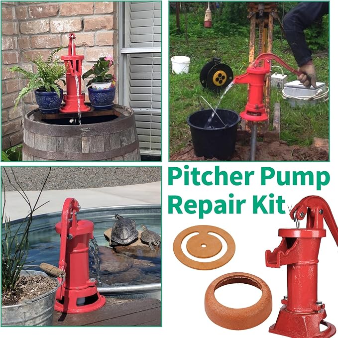 Pitcher Pump Repair Kit for Simmons 1160/PM500 & Hand Pumps – Includes -3 1/2 inch Lower Valve Leather, Cup Leathers, Check Valve Weight,for Spout Hand Press Pumps ﻿