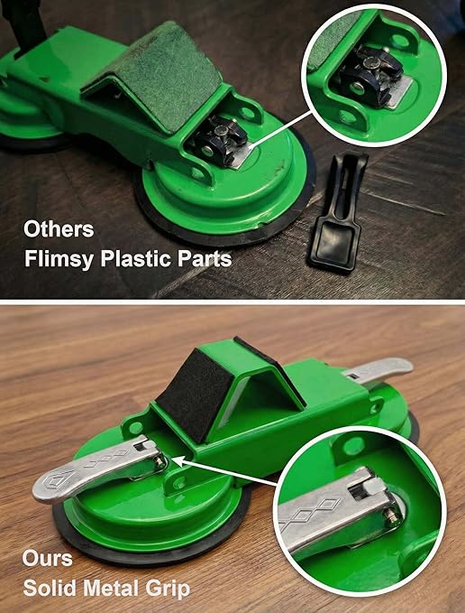 PlayMoon Floor Gap Fixer Tool, Heavy Duty Dual Suction Cup Floor Gap Repair Tool with Metal Levers for Laminate Flooring Engineered Hardwood and Vinyl Plank (Green)