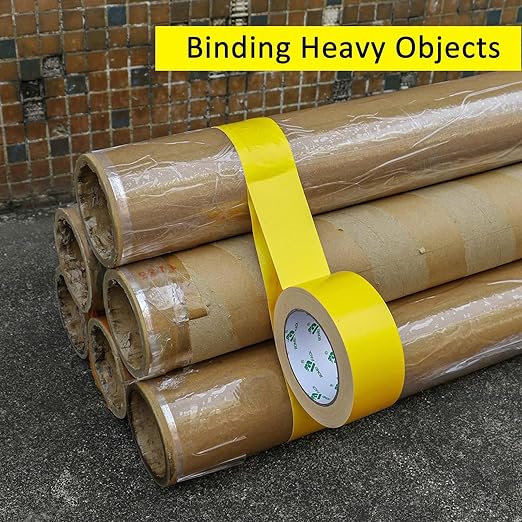 BOMEI PACK Light Yellow Duct Tape, 3Rolls Heavy Duty Strong Industrial Color Duct Tape 9.0mil x 1.88inch x 30yds for Packing and Repairing