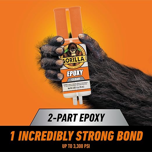 Gorilla 2 Part Epoxy, Clear Epoxy, 0.85 Ounce Syringe (Pack of 1) - 5 Minute Set, Incredibly Strong Bonding