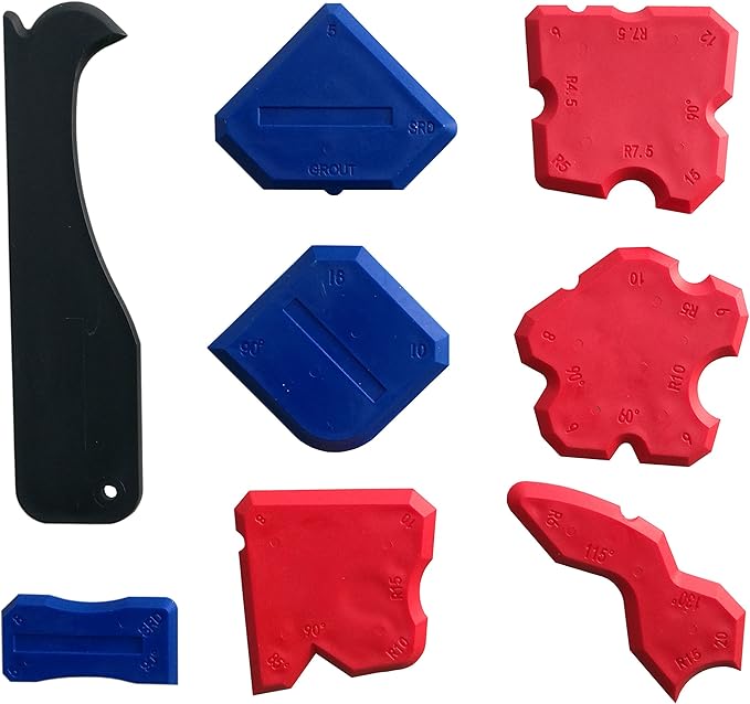Silicone Sealant Finishing Tools - Silicone Smoothing Caulking Profile Line Joint Corner Tool with Caulk Remover Tool, Sealant Smoother Profiler Former Applicator Edger, 8 Piece