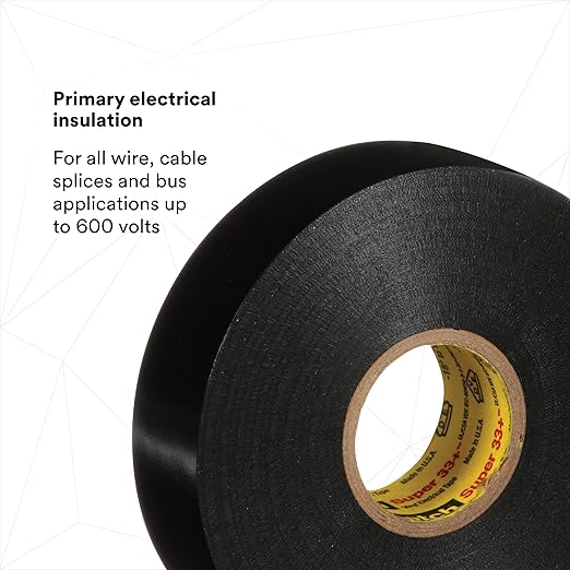 3M Scotch Super 33+ Electrical Tape - 3/4 in x 76 ft, Premium Grade All-Weather Vinyl, Resistant to Abrasion, Moisture, Corrosion, Alkalies - Long Roll, 1 in Core, Black, 10 Roll Pack