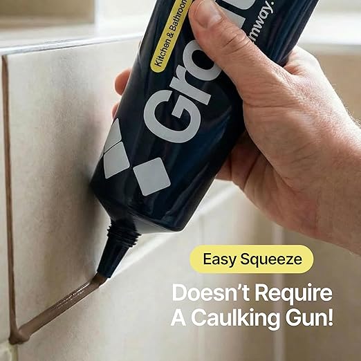 Hemway Brown Grout Reviver Kit | Ready Mixed Grout Repair 400g / 210ml with 4 Piece Profiling Tool Kit | Wall & Floor Tile Adhesive, Kitchen Bathroom Shower, Fast Drying