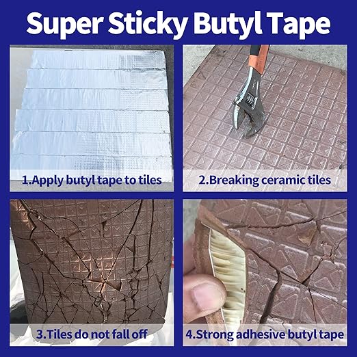 ADHES Butyl Tape Waterproof Tape Aluminum Foil Tape Sealan Tape 2inch x 16feet, for RV Repair, Window, Boat and Pipe Sealing, Glass & EDPM Rubber Roof Patching,30ROLLS(Model:RAY100-2,Glue Color:Grey)
