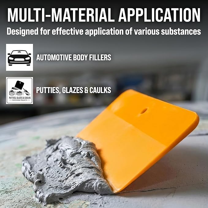 Custom Shop 4, 5, & 6 Inch Plastic Body Filler Spreader Tools (24 Pack) for Automotive Body Fillers, Putties, Glazes, Epoxy Resin, Caulk, Glues - Plastic Spreader Tool Variety Pack