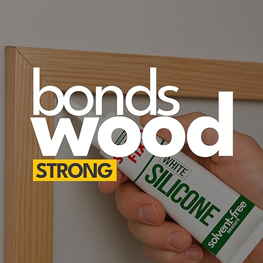 White Silicone Caulk - Easy Squeeze Caulking Tube, Silicone Sealant for Wood, Kitchen, Bathroom, Sink, Windows - Multi Purpose & Waterproof - 1.7 fl. oz (White)