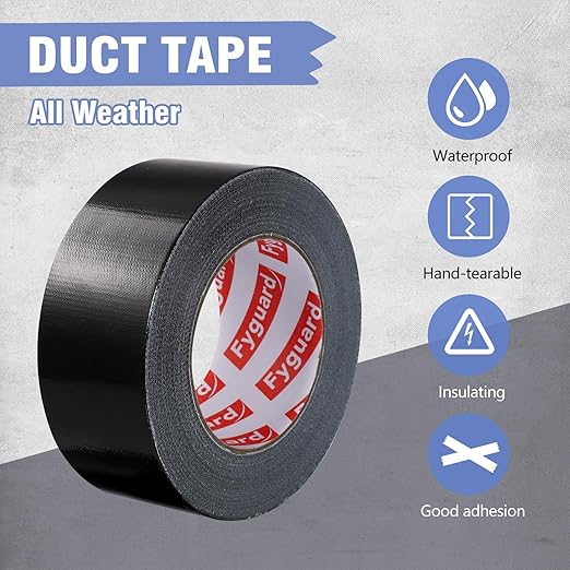 3 Pack Black Duct Tape 1.89In × 132Yd Total Heavy Duty Waterproof Tape, 8.26Mil Adhesive Repair Duct Tape for Indoor Outdoor Repair Fixation Reinforcement
