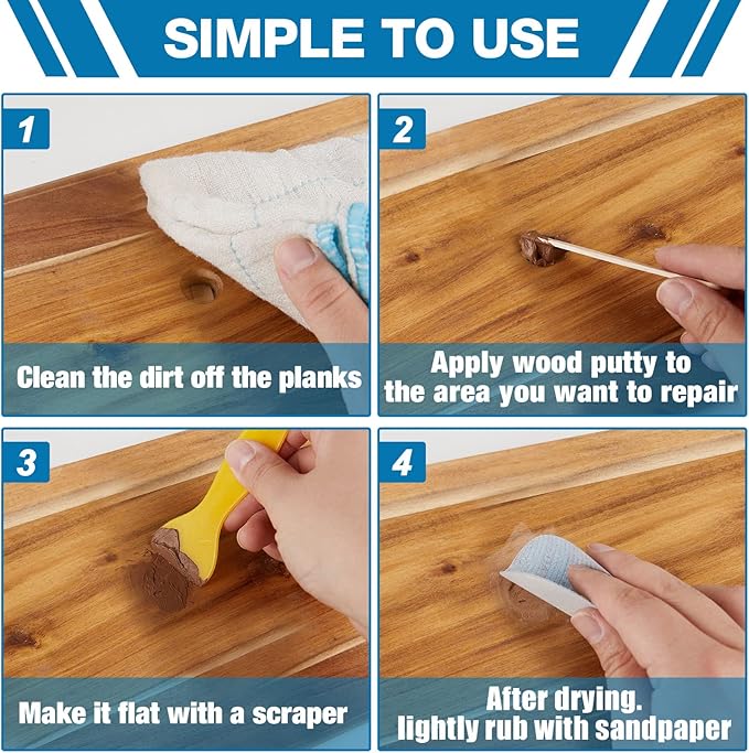 Deuvuo Walnut Wood Filler, Walnut Wood Putty Filler - Our Wood Grain Filler Offers a Quick and Lasting Fix for Any Damage or Flaw - Paintable, Stainable, Sandable & Quick Drying - 9.87 Ounce