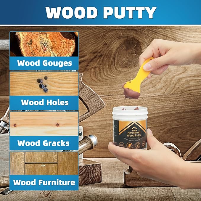 Deuvuo Red Oak Wood Filler, High-Performance Red Oak Wood Putty Kit - Quickly Fix Wood Cracks and Blemishes with Wood Hole Filler - Paintable, Stainable, Sandable & Quick Drying - 9.87 Ounce