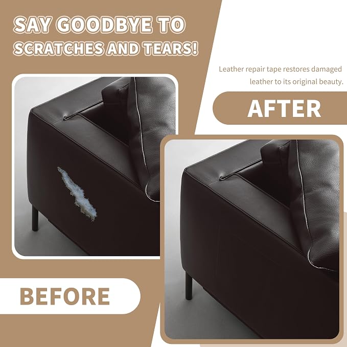 Leather Repair Patch,Self-Adhesive Leather,17X79inch,Self-Adhesive Waterproof,Scratch Resistant,DIY Large Patch for Sofas,Furniture,cabinets,Walls,Motorcycle Seats,car Seats (Dark Brown)