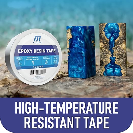 Midiza Resin Tape for Epoxy Resin Molding - High Temperature Resistant Thermal Silicone Adhesive Tape - Easy Peel Epoxy Release Tape for River Tables & Crafts - 2 in Wide 246 ft Long Epoxy Resin Tape