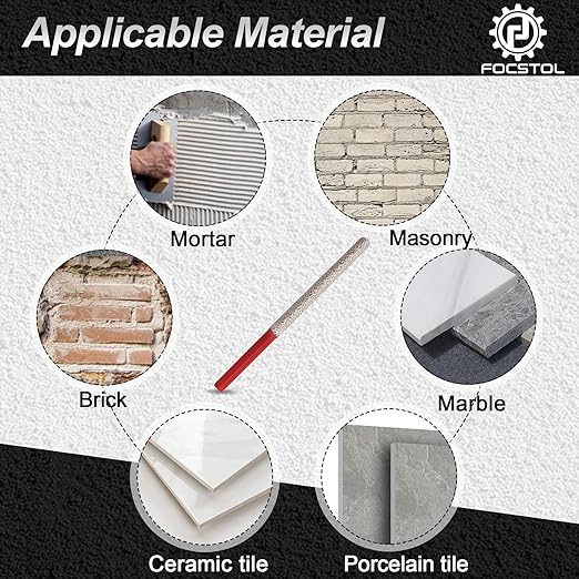 FOCSTOL Diamond Mortar Raking Bit - 2pcs 7.2mm x 74mm Diamond Mortar Router with Round Shank for Mortar Raking Tuck Pointing Masonry Brick Removal