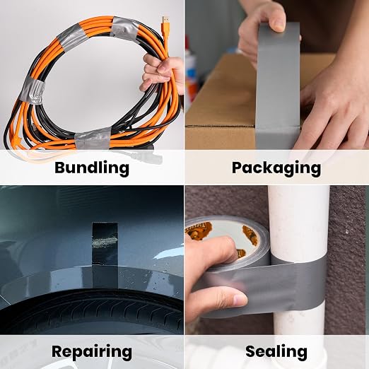 TAPEBEAR 16.5mil Thick Silver Duct Tape Heavy Duty 1.88" x 105FT, Strong Tough Utility Ducting Tape Waterproof, No Residue, Flexible, Hand Tear Binding Tape for Bundle, Patch, Protect & Repair