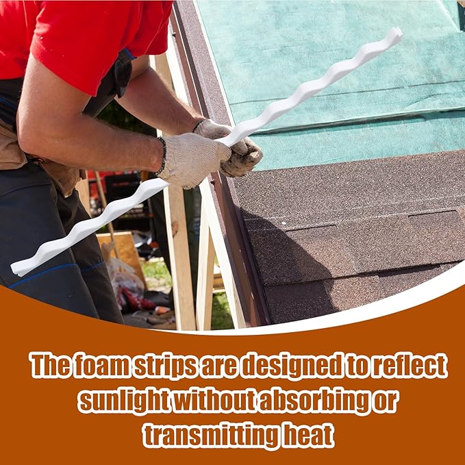 10 Pcs 3ft Long Wavy Foam Closure Strips for Metal Roofing Corrugated Panel Roofs Sealing Gaps at Ridges Edges Wave Seams Weatherproof Absorbing White Strips for Roof Maintenance Repair Protection