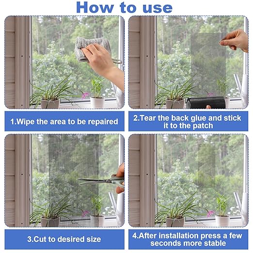 CroBlissful Extra Wide 12 inch x 20 ft Window Screen Tape Mesh Repair Strong Adhesive Waterproof Fiberglass Screen Repair Kit Patch for Window Door Tears Holes(Black)