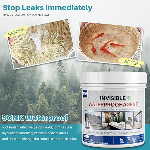500g Transparent Waterproof Coating, Water Based Clear Liquid Water Proof Sealant Repair Leaks, Invisible Waterproof Agent for Indoor and Outdoor Use