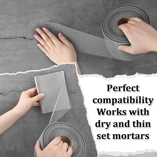 350 ft x 4 Inch Cement Board Joint Tape Self Adhesive Durable Gray Fiberglass Mesh Drywall Mesh Repair Tape for Cement Board Joints Repairing, Sealing and Strengthening