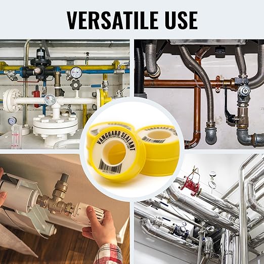Teflon Gas Pipe Thread Sealant - PTFE Yellow Teflon Tape for Gas Fittings - 260" Length Pipe Thread Tape 1/2 inch High Resistance Leak Prevention - Propane Thread Seal Tape