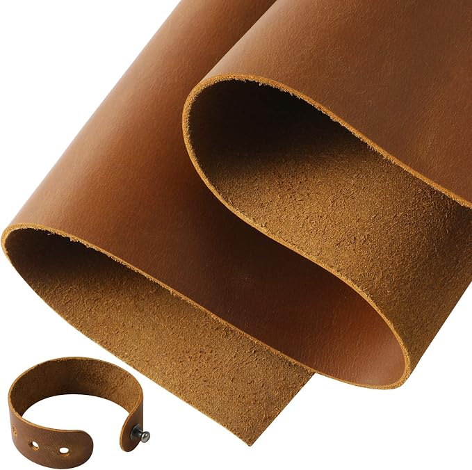RingSun Genuine Leather Sheets for Crafts 24''X24'' Full Grain Leather Tooling Leather (2mm) Thick Cowhide Leather Pieces Square, Bourbon Brown