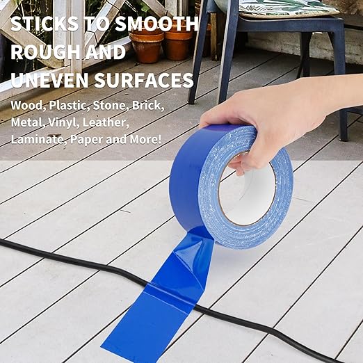 Blue Duct Tape Heavy Duty Waterproof, 40 Yards X 2 Inch, 9 Mils Thickness Strong Adhesive Sticky, No Residue, Easy Tear by Hand for Home Repairs Indoor Outdoor Crafts Packing HVAC and Construction