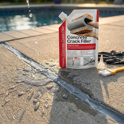 Concrete Crack Filler 4-Pack 4.4LB Grey, Self-Leveling High Elasticity Cement Sealant, Waterproof Repair Caulk for Driveway, Patio, Sidewalk, Garage, Basement– Professional-Grade Durability
