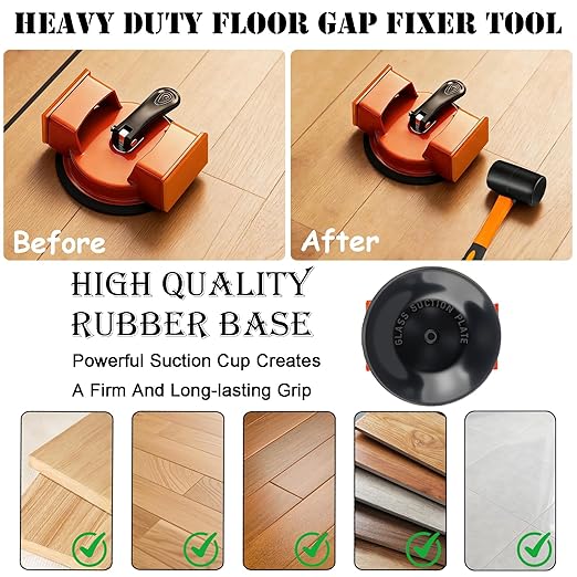 Floor Gap Fixer Tool for Laminate Floor, Professional Flooring Gap Repair Gaps Fixing Tool with 2PCS Felt Pads, Perfect for Smooth Surfaces Wood, Tile, Vinyl
