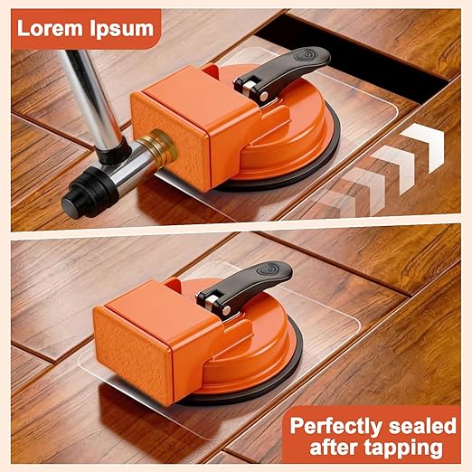 Heavy Duty Floor Gap Fixer Tool, Carbon Steel Material & Enhanced Suction Cup.90°Striking Surface Floor Gap Repair Tools,with 5pcs Sticky Pads for Laminate, Vinyl, Wood Floor Gap Repair Tool