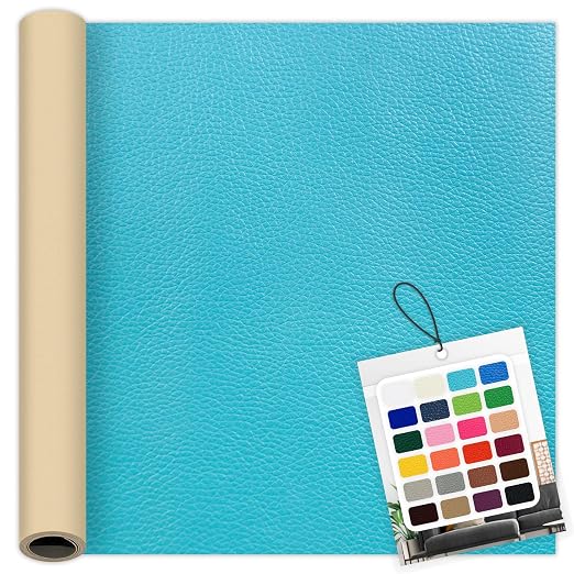 Sky Blue Leather Repair Patch, 39.3 x 19.6 Inch Self Adhesive Leather Repair Tape, Large Vinyl Leather Repair Kit for Furniture, Car Seats, Sofats, Couch, Office Chair