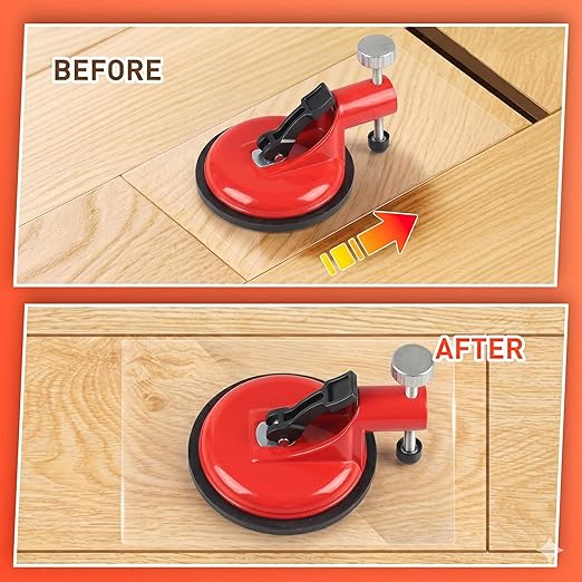 2-in-1 Floor Gap Fixer Tool & Tile Leveling System, Heavy Duty Single Suction Cup Plank Grabber with 6 Sticky Pads, Zero-Impact Laminate Vinyl Wood Flooring Repair Kit