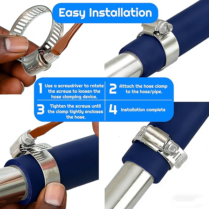 20PCS Hose Clamp Set 1/2-3/4'' 304 Stainless Steel Worm Gear Hose Clamps for Pipe, Intercooler, Plumbing, Tube and Fuel Line (1/2-3/4/13-19mm)