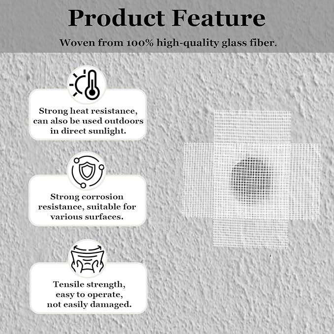 Acuteye Drywall Mesh Tape, 6IN X 90FT 100% Fiberglass 8 Mesh Drywall Repair Joint Tape Roll Self Adhesive for Patch Hole Wall Crack Seam