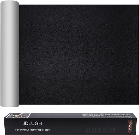JDLUGH Sofa Leather Repair Patch Tape, Large Self Adhesive Couch, Car Seat, Office Chair, Leather Furniture, Vinyl Repair Patch Kit for Furniture (15x60 Inch, Black)