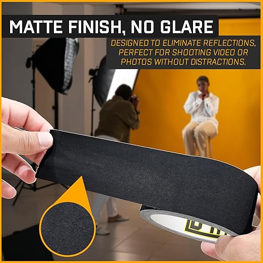 D-NYX Gaffer Tape 4 Inch x 2 Pack Black Gaff Tape, Heavy Duty No Residue Gaffers Tape, Multipurpose Real Professional Grade Black Gaffer Tape, Matte Finish, Non-Reflective, Waterproof