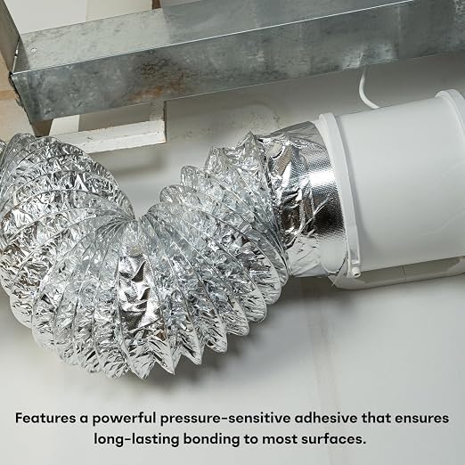 Fiberglass Aluminum Foil Tape 4in×82ft, Heavy Duty Flame Retardant Heat Shield, Reflective Thermal Insulation Adhesive for Exhaust Pipe, Muffler, Automotive & HVAC Duct Sealing