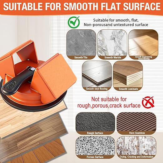 Floor Gap Fixer Tool with Rubber Hammer & Adhesive Pads, Laminate Vinyl Flooring Suction Cup Repair Tool for Closing Floor Gaps, Professional Flooring Installation Kit (Black)