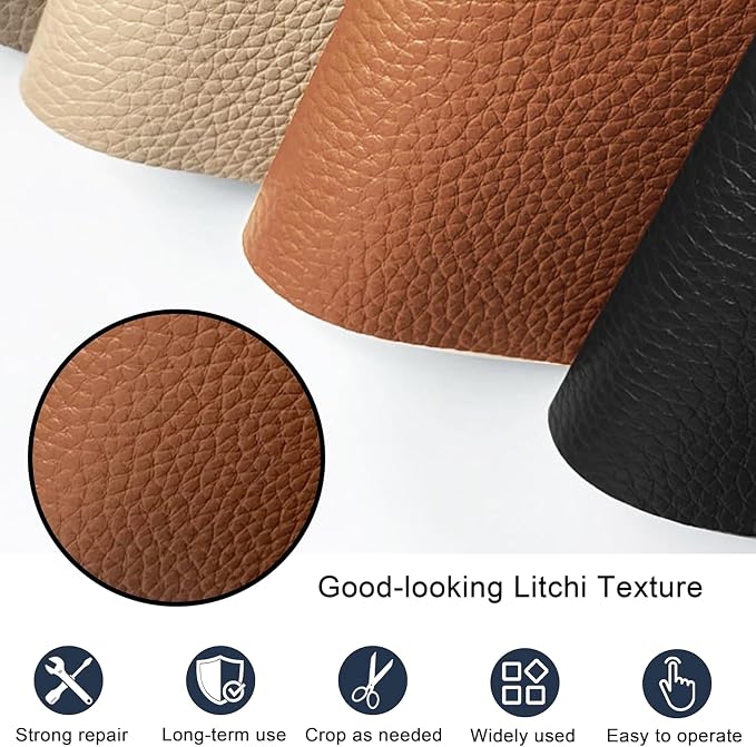 Leather Repair Patch Tape,16x63 inch Self Adhesive Leather Patches for Furniture,Vinyl Repair Kit for Couches,Car Seats,Sofas,Office Chairs,Light Brown