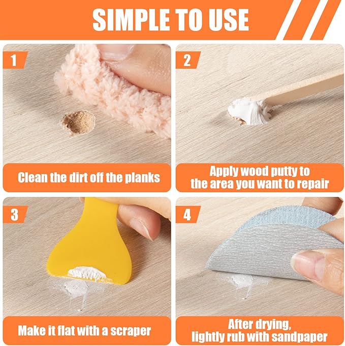 Deuvuo Wood Filler, Wood Putty Filler White - Our Wood Grain Filler Offers a Quick and Lasting Fix for Any Damage or Flaw - Paintable, Stainable, Sandable & Quick Drying - 9.87 Ounce