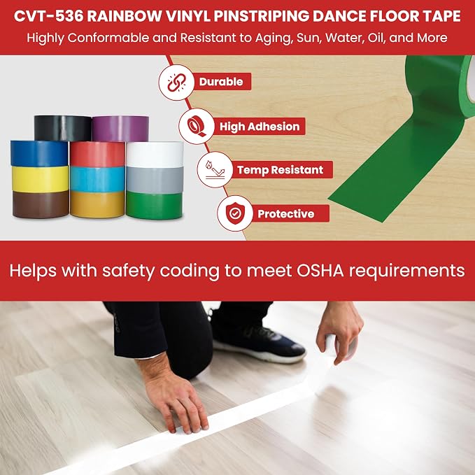 GGR Supplies T.R.U. CVT-536 Light Blue Vinyl Pinstriping Dance Floor Tape: 3/4 in. Wide x 36 yds. Several Colors