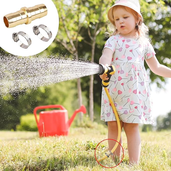 Hourleey 2 Pack Garden Hose Repair Kit, Hose Connector Repair Mender Kit with Stainless Clamp, Fits 3/4"-5/8" Water Hose Repair Fittings